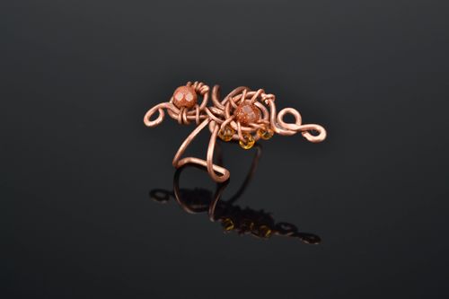 Beautiful wire wrap ear cuff with aventurine - MADEheart.com