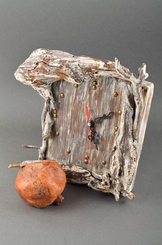 Wooden wall clock handmade wall decor wooden clock interior decor ideas - MADEheart.com