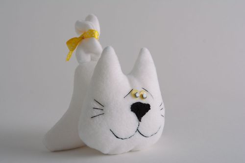 Soft fabric toy White Cat - MADEheart.com