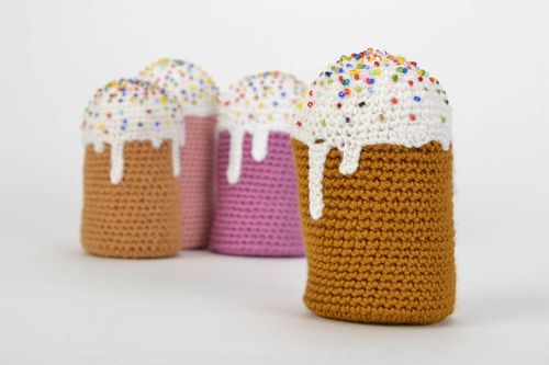 Brown handmade crochet Easter cake for home decor unusual gift - MADEheart.com