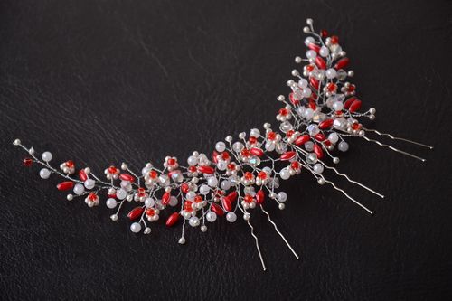 Handmade beaded hair pin stylish unusual hair pin beautiful accessory - MADEheart.com