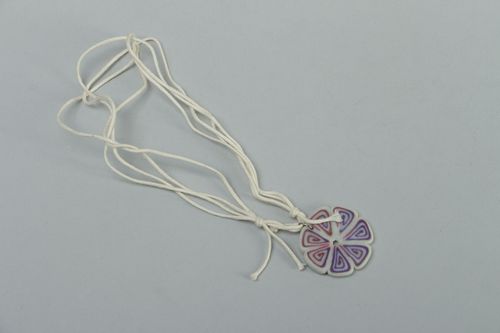 Light round polymer clay pendant - MADEheart.com