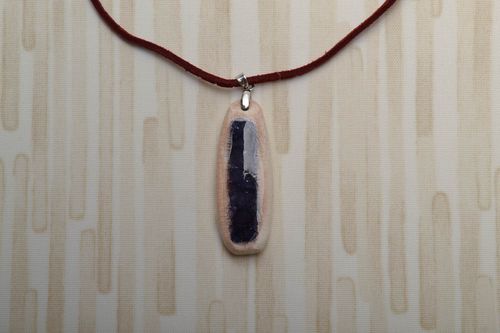 Ceramic pendant with fusing glass - MADEheart.com