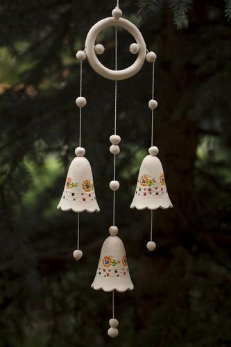 Campanelli dautore in ceramica fatti a mano campanelle tenere bianche - MADEheart.com