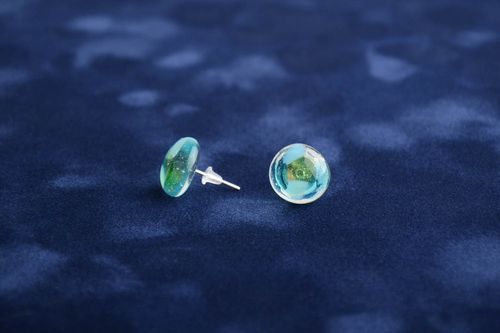 Glass stud earrings designer handmade accessory fusing technique - MADEheart.com