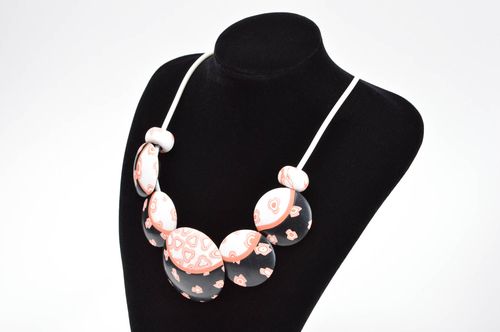 Collier fantaisie Bijou fait main Accessoire femme pâte polymère grand original - MADEheart.com