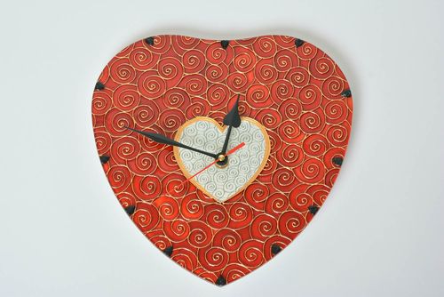 Horloge murale fait main Horloge déco Accessoire maison coeur verre vitrail - MADEheart.com