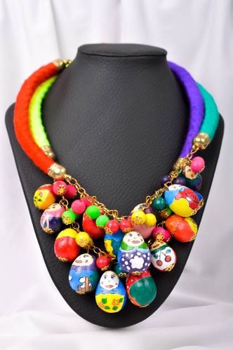 Handmade bright textile necklace unusual designer necklace elegant jewelry - MADEheart.com