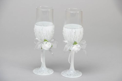 Copas de boda para champagne Rosas blancas  - MADEheart.com
