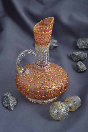 Petite carafe faite main Vaisselle en verre Cadeau pour femme peinte 30 cl - MADEheart.com
