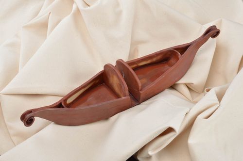 Support salière poivrière porte-serviettes de papier porcelaine fait main Bateau - MADEheart.com