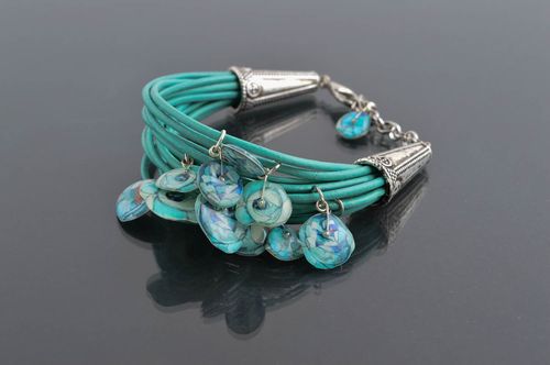 Handmade cute bracelet stylish leather bracelet unusual elegant accessory - MADEheart.com