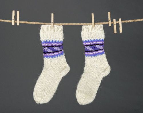Womens woolen white socks  - MADEheart.com