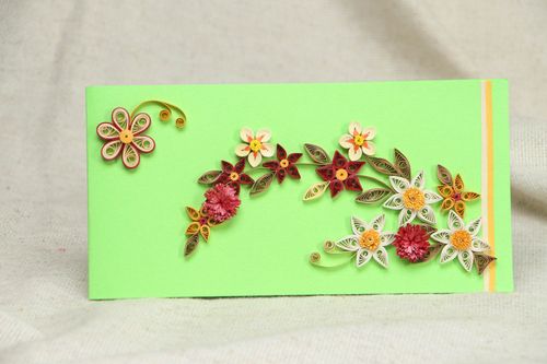 Quilling Grußkarte mit Blumen handmade - MADEheart.com